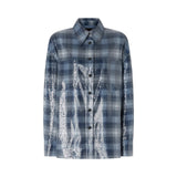 Overshirt donna con motivo check e paillettes