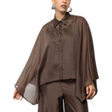 Camicia donna a mantella con micro-borchie