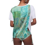 T-shirt donna con inserto stampato