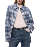 Overshirt donna con motivo check e paillettes