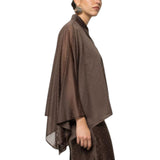 Camicia donna a mantella con micro-borchie