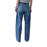 Jeans donna straight con cintone asimmetrico