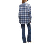 Overshirt donna con motivo check e paillettes