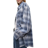 Overshirt donna con motivo check e paillettes