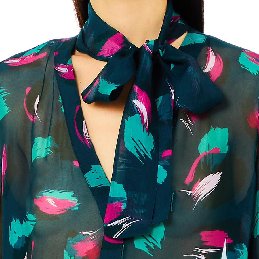 Camicia donna con fiocco floreale