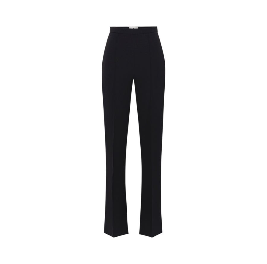 Pantaloni donna  a palazzo in crêpe con bande in raso