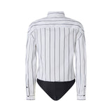 Camicia donna bodysuit a righe verticali