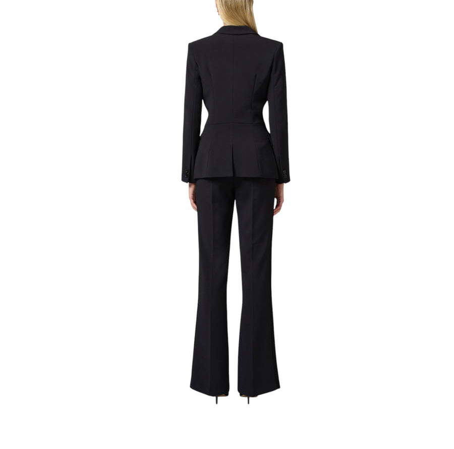 Pantaloni donna  a palazzo in crêpe con bande in raso