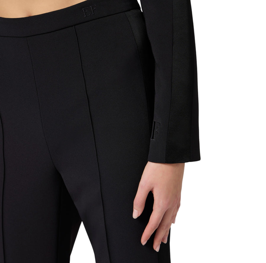 Pantaloni donna  a palazzo in crêpe con bande in raso