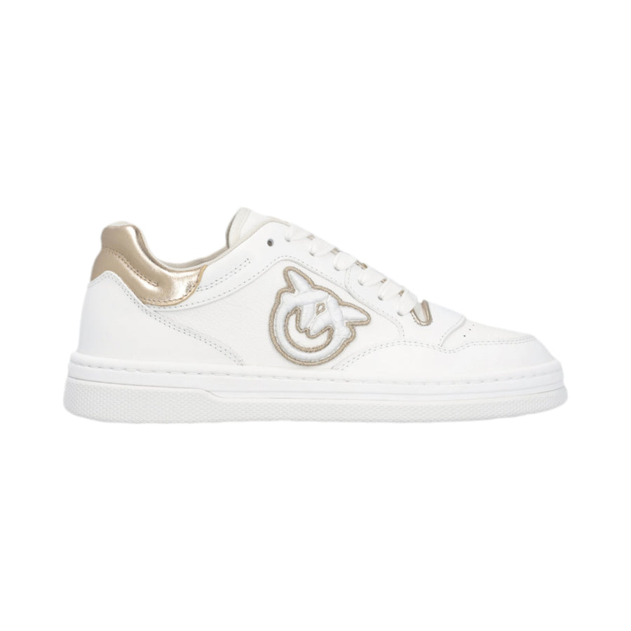 Scarpe donna sneakers in pelle con logo laterale ricamato