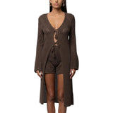 Cardigan donna lungo di cotone traforato