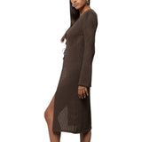 Cardigan donna lungo di cotone traforato