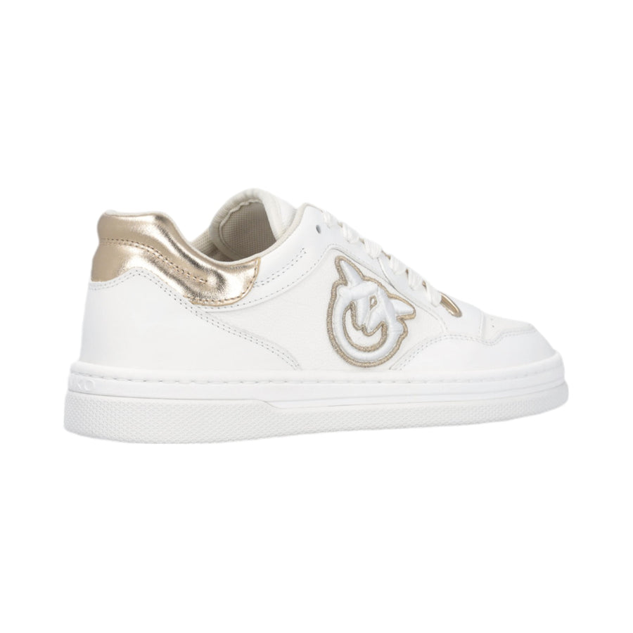 Scarpe donna sneakers in pelle con logo laterale ricamato