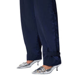 Pantaloni donna loose fit con cintura annodata