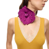 Canotta donna in misto seta e cashmere con scollo in pizzo