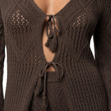 Cardigan donna lungo di cotone traforato