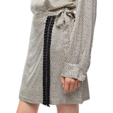 Abito donna corto chemisier con stampa pois e pizzo