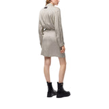Abito donna corto chemisier con stampa pois e pizzo
