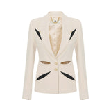 Giacca donna in crêpe leggero con cut-out bicolore