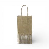 Borsa Shopping in suede con frange