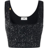 Top donna in maglia con paillettes