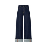 Jeans donna flare con risvolto