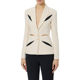 Giacca donna in crêpe leggero con cut-out bicolore