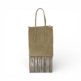 Borsa Shopping in suede con frange