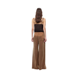 Pantaloni donna palazzo in twill mano pesca