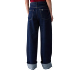 Jeans donna flare con risvolto