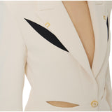 Giacca donna in crêpe leggero con cut-out bicolore