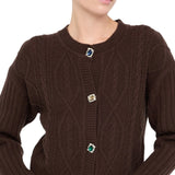 Cardigan donna in lana con bottoni gioiello