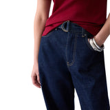 Jeans donna flare con risvolto