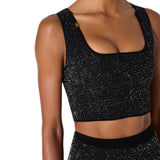 Top donna in maglia con paillettes