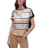T-shirt donna con inserto in twill stampato