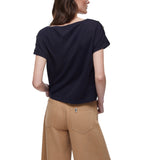 T-shirt donna con inserto in twill stampato