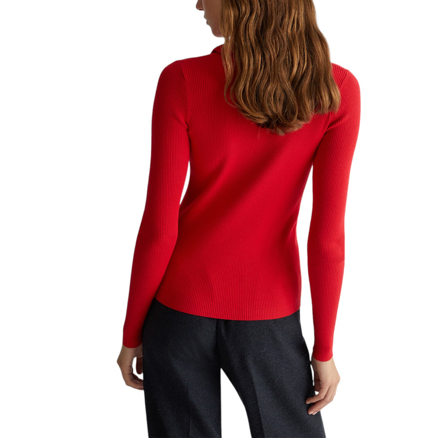 Cardigan donna rosso con colletto