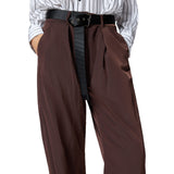 Pantaloni donna loose fit con cintura annodata