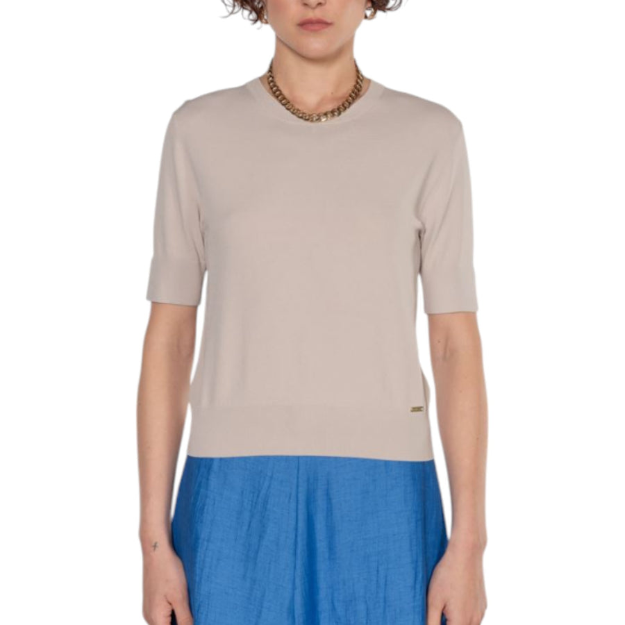 T-shirt donna girocollo di maglia rasata