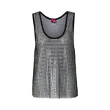 Canotta donna effetto rete con strass