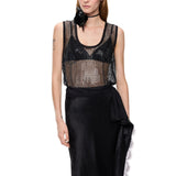 Canotta donna effetto rete con strass