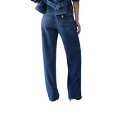 Jeans donna straight con strass