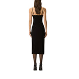 Abito donna midi aderente con ricamo gioiello