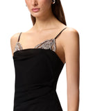 Abito donna midi aderente con ricamo gioiello