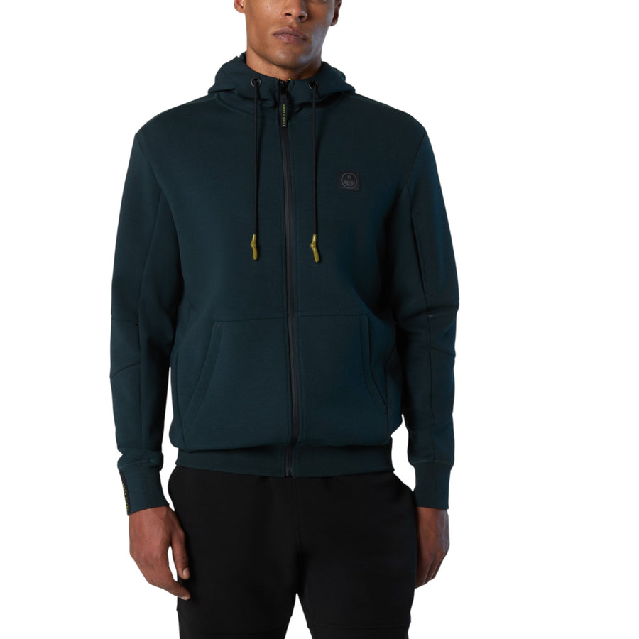 Felpa uomo hoodie in scuba con zip