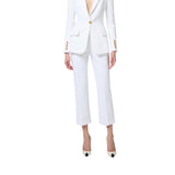 Pantaloni donna  cropped in crêpe con placca logo