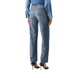 Jeans donna straight con strass animalier