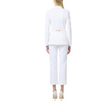 Pantaloni donna  cropped in crêpe con placca logo