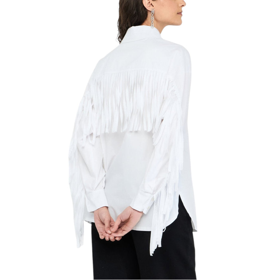Camicia donna in popeline con frange