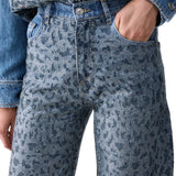 Jeans donna straight con strass animalier
